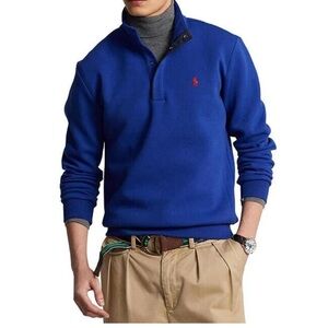 Polo Ralph Lauren Men's Quarter Snap Long Sleeve Pullover Sweatshirt, Blue, XL